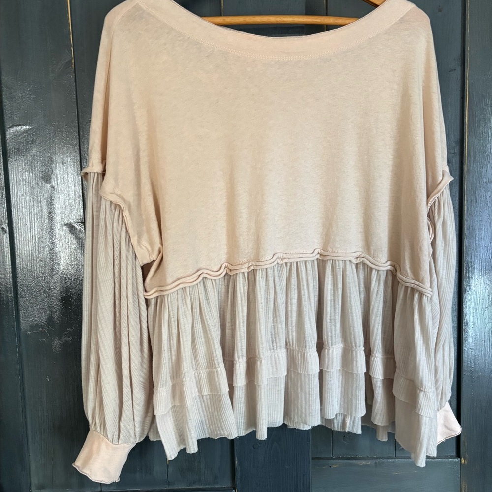 We The Free Cream Layered Blouse OVERSIZED XS